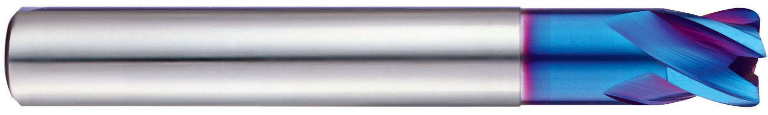 YG1 G8A37904 | 2.50mm Diameter x 6.00mm Shank x 4.00mm LOC x 6.00mm LBS x 40.00mm OAL x 0.10mm Radius 4 Flute Blue Coated Carbide G8A37 Corner Radius End Mill