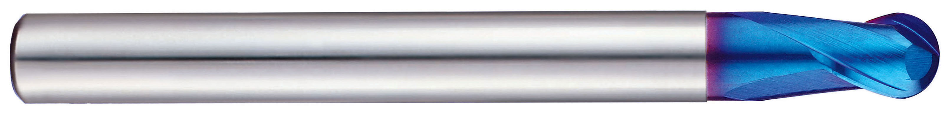 YG1 G8A43012 | 3/16" Diameter x 1/4" Shank x 3" OAL x 3/16" LOC 2 Flute Blue Coated Carbide Ball Nose End Mill