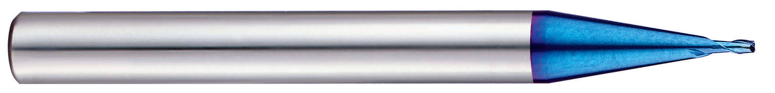 YG1 G8A50005 | 0.50mm Diameter x 6.00mm Shank x 0.70mm LOC x 50.00mm OAL x 0.05mm Radius x 30 Degree Helix Angle 2 Flute Blue Coated Carbide G8A50 Corner Radius End Mill