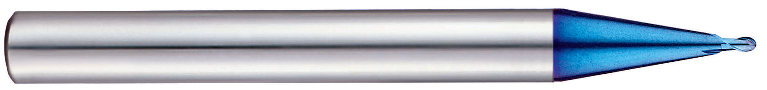 YG1 G8A53010 | 1.00mm Diameter x 6.00mm Shank x 1.00mm LOC x 50.00mm OAL x 0.50mm Radius x 30 Degree Helix Angle 2 Flute Blue Coated Carbide G8A53 Ball Nose End Mill