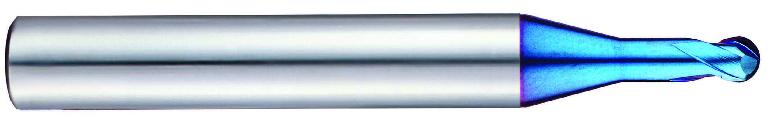 YG1 G8A54906 | 1.20mm Diameter x 6.00mm Shank x 1.20mm LOC x 8.00mm LBS x 50.00mm OAL x 0.60mm Radius x 30 Degree Helix Angle 2 Flute Blue Coated Carbide G8A54 Ball Nose End Mill