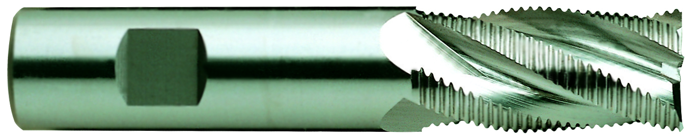 YG1 E9990028 | 7/16" Diameter x 3/8" Shank x 2-11/16" OAL x 1" LOC 4 Flute Bright Coated Premium HSS-PM Roughing End Mill
