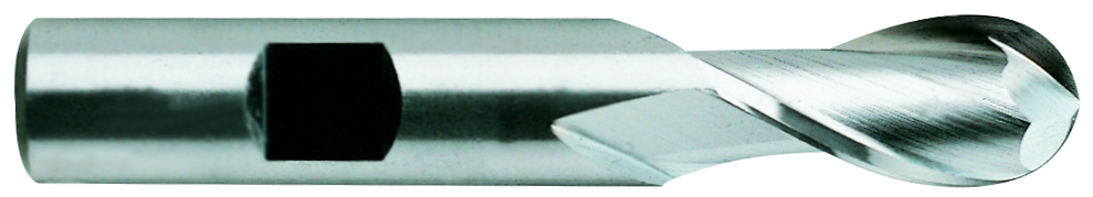 YG1 E9992008 | 1/8" Diameter x 3/8" Shank x 2-5/16" OAL x 3/8" LOC x 30 Degree Helix Angle 2 Flute Bright Coated Premium HSS-PM E9992 Ball Nose End Mill