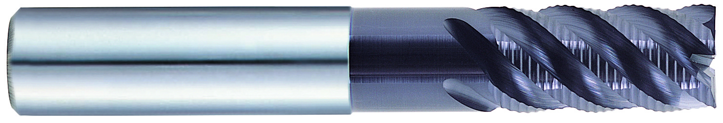 YG1 95103 | 3/8" Diameter x 3/8" Shank x 7/8" LOC x 2-1/2" OAL 4 Flute TiAlN Coated Carbide Roughing End Mill