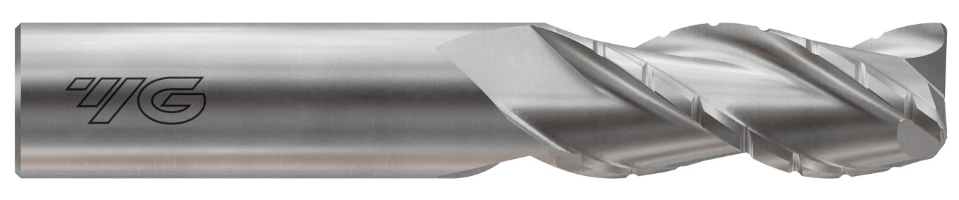 YG1 E5I38914 | 3/8" Diameter x 3/8" Shank x 1" LOC x 2 1/2" OAL 3 Flute Bright Coated Carbide Corner Radius End Mill