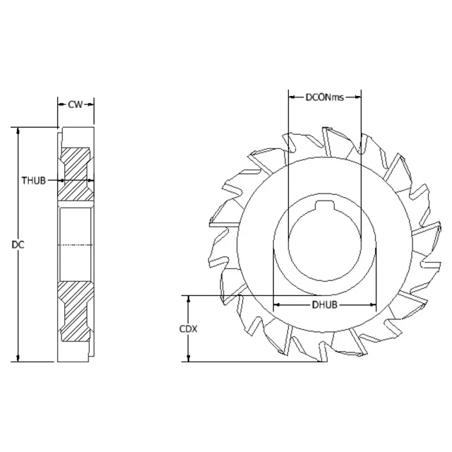 Keo 952-001-156 | 6" Diameter x 1-1/4" Arbor Hole Diameter x 15/32" Thickness x 0.469" Width x 2.031" Maximum Depth of Cut 30 Teeth TiN Coated T15 Side & Face Slotting End Mill