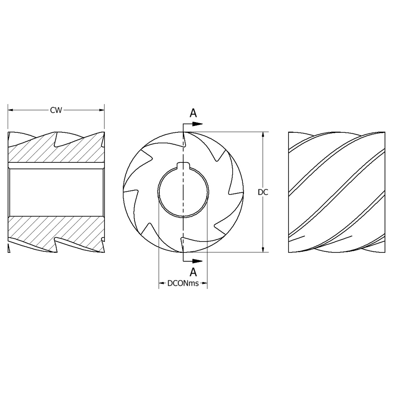 Keo 948-000-008 | 2.5000" Diameter x 4.0000" Width 8 Cutting Edge TiN Coated HSS Plain Milling Cutter