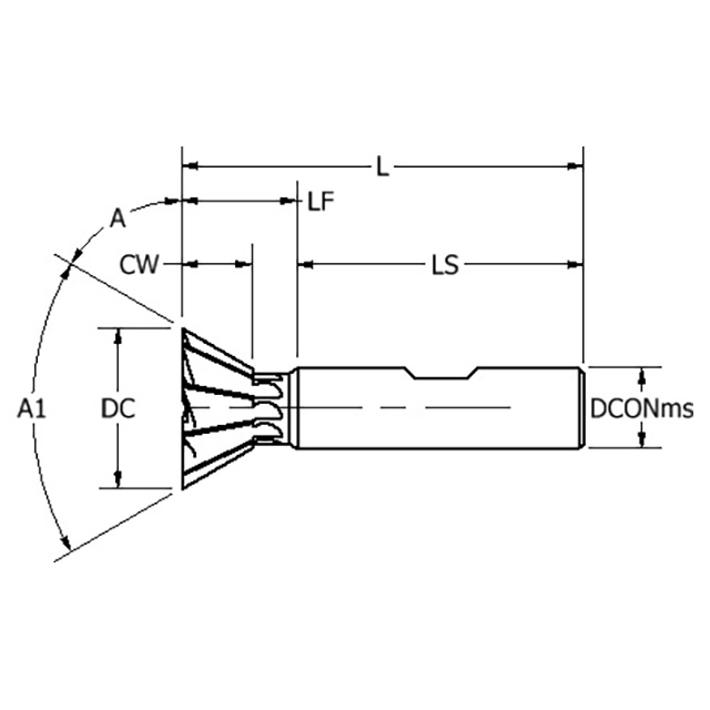 Keo 929-000-022 | 1.3750" Diameter x 1.7813" Length of Shank x 2.8750" OAL 10 Cutting Edge HSS Dovetail Cutter