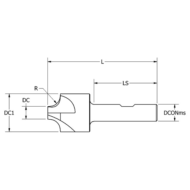 Keo 932-000-156 | 0.279" Diameter x 2.000" Shank Length x 3.000" OAL TiN Coated HSS Corner Rounding End Mill