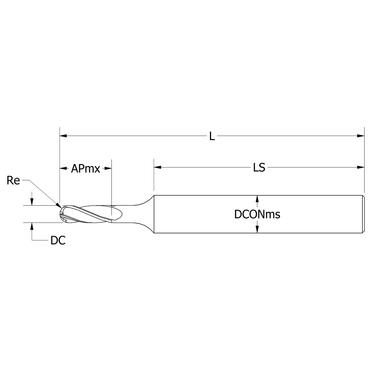 Keo 934-000-281 | 0.063" Diameter x 1.105" Shank Length x 1.500" OAL HSS Ball End Mill