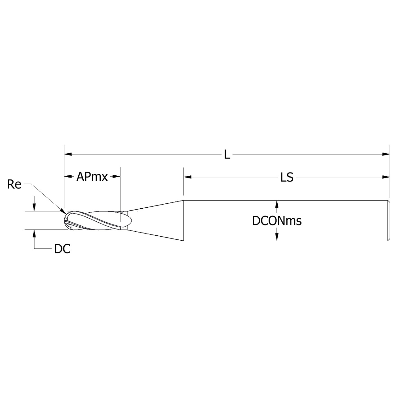 Keo 930-002-427 | 0.094" Diameter x 1.045" Shank Length x 1.500" OAL Carbide Ball Nose End Mill
