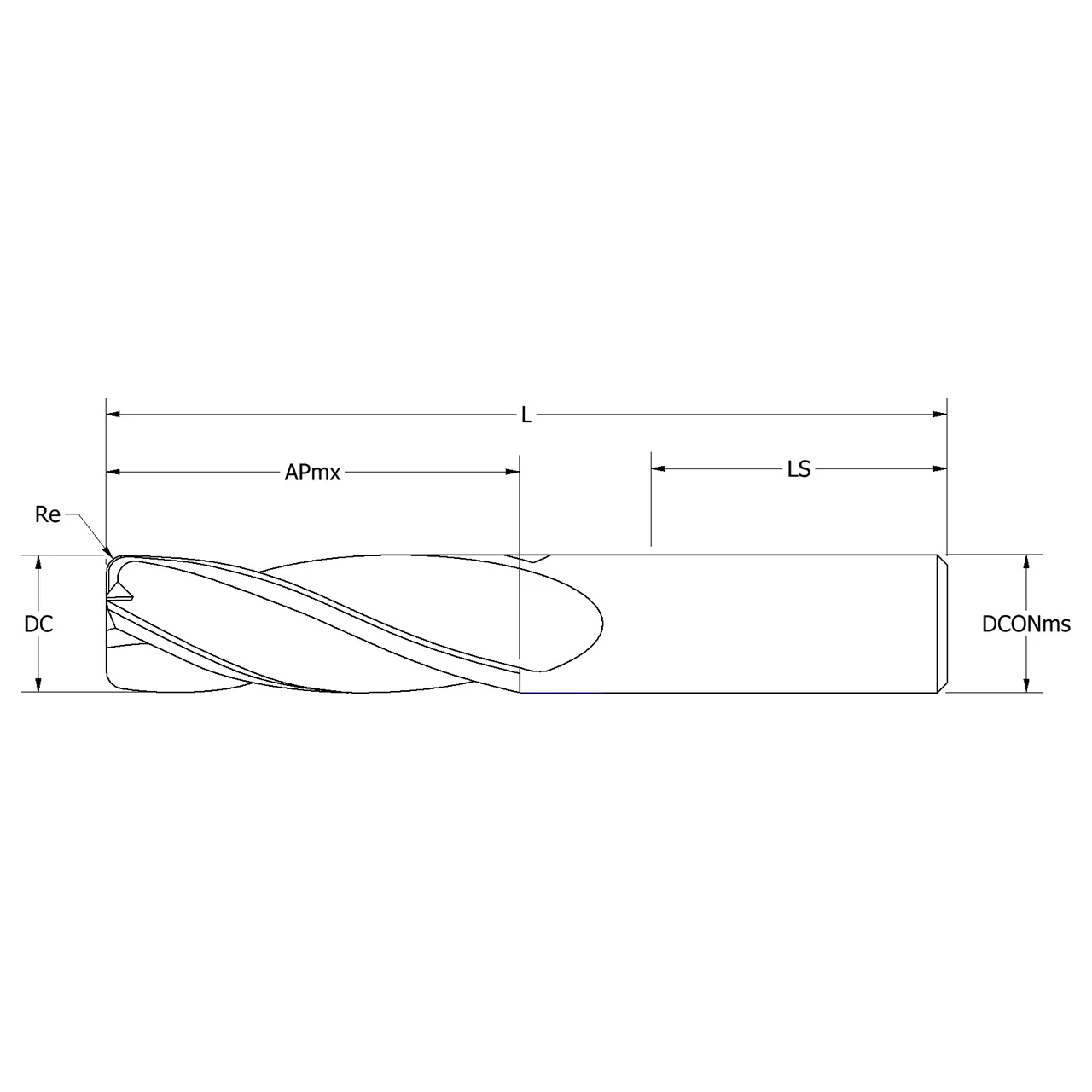 Keo 976-000-347 | 0.500" Diameter x 1.125" Shank Length x 3.000" OAL AlCrN Coated Carbide Corner Radius End Mill