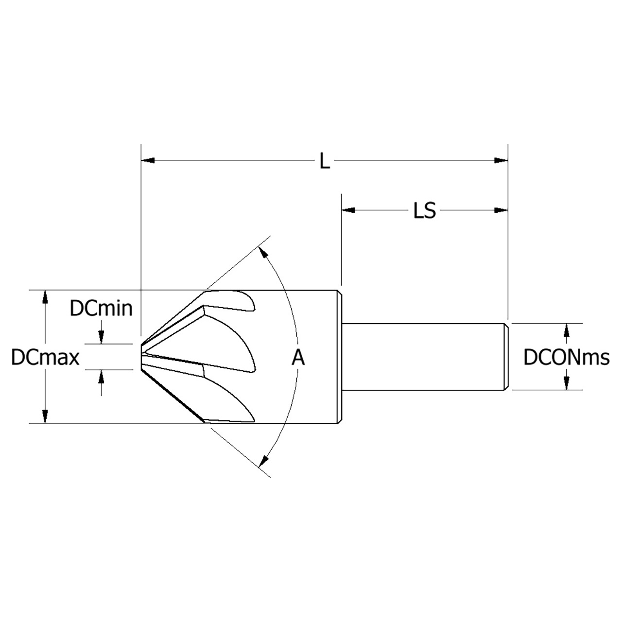 Keo 919-000-492 | 0.2500" Diameter x 1.0000" Length of Shank x 2.0000" OAL x 120 Degree Angle 6 Cutting Edge HSS Countersink