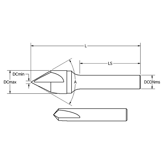 Keo 917-000-337 | 0.7500" Diameter x 1.5000" Length of Shank x 3.2500" OAL x 82 Degree Angle 3 Cutting Edge Carbide Countersink