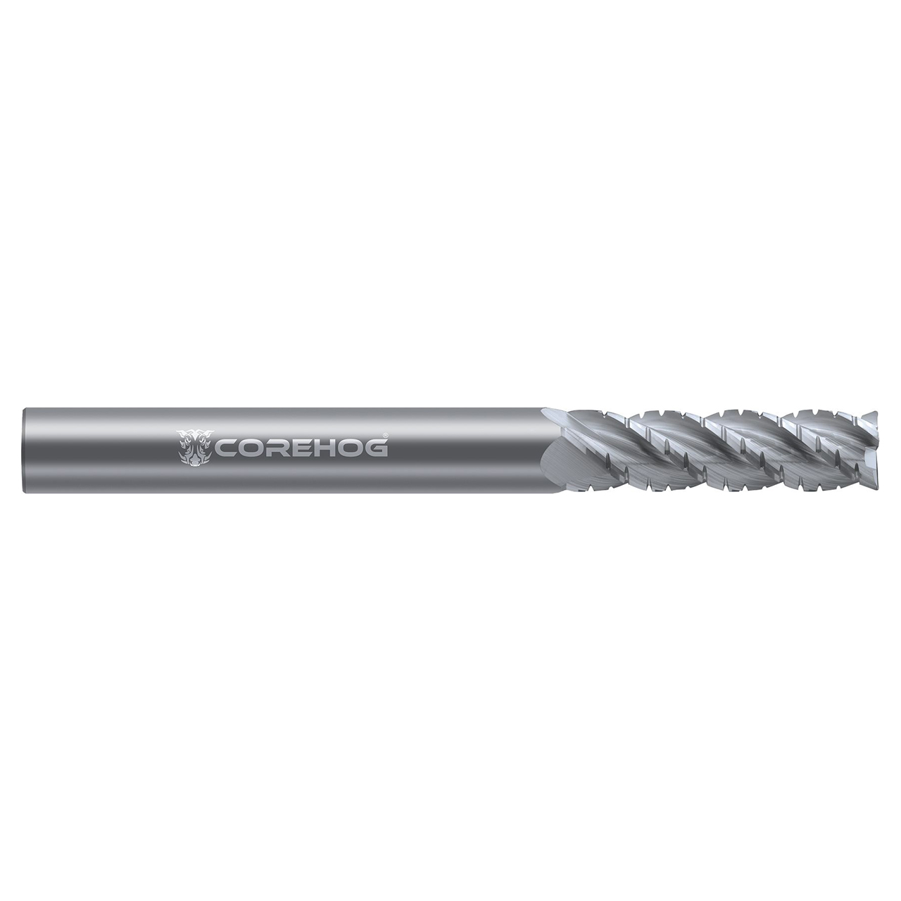 CoreHog C16218 | 0.375" (3/8) Diameter x 0.375" (3/8) Shank x 0.750" (3/4) LOC x 2.500" (2-1/2) OAL 4 Flute Uncoated Solid Carbide Corner Radius End Mill