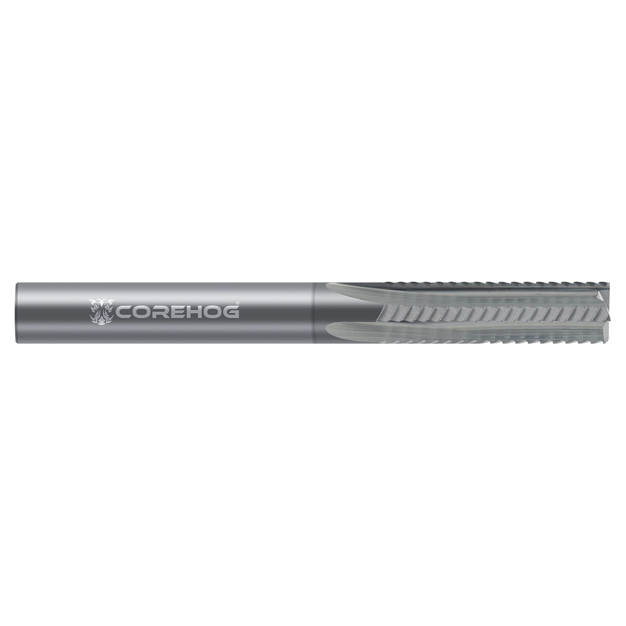 CoreHog C05986 | 0.500" (1/2) Diameter x 0.500" (1/2) Shank x 3.000" (3) OAL x 0.750" (3/4) LOC 8 Flute DLC Coated Solid Carbide Diamond Pattern Router Bit