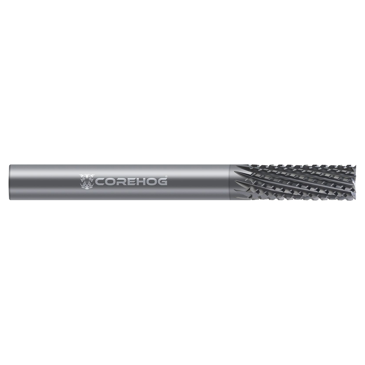 CoreHog C45297 | 0.250" (1/4) Diameter x 0.250" (1/4) Shank x 2.500" (2-1/2) OAL x 0.500" (1/2) LOC 10 Flute CVD Coated Solid Carbide Diamond Pattern Router Bit