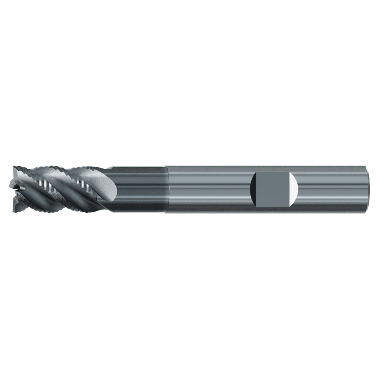 Emuge 2869L.0375 | 3/8" Diameter x 45 Degree Helix Angle x 2-3/4" OAL 4 Flute ALCR Coated Roughing End Mill