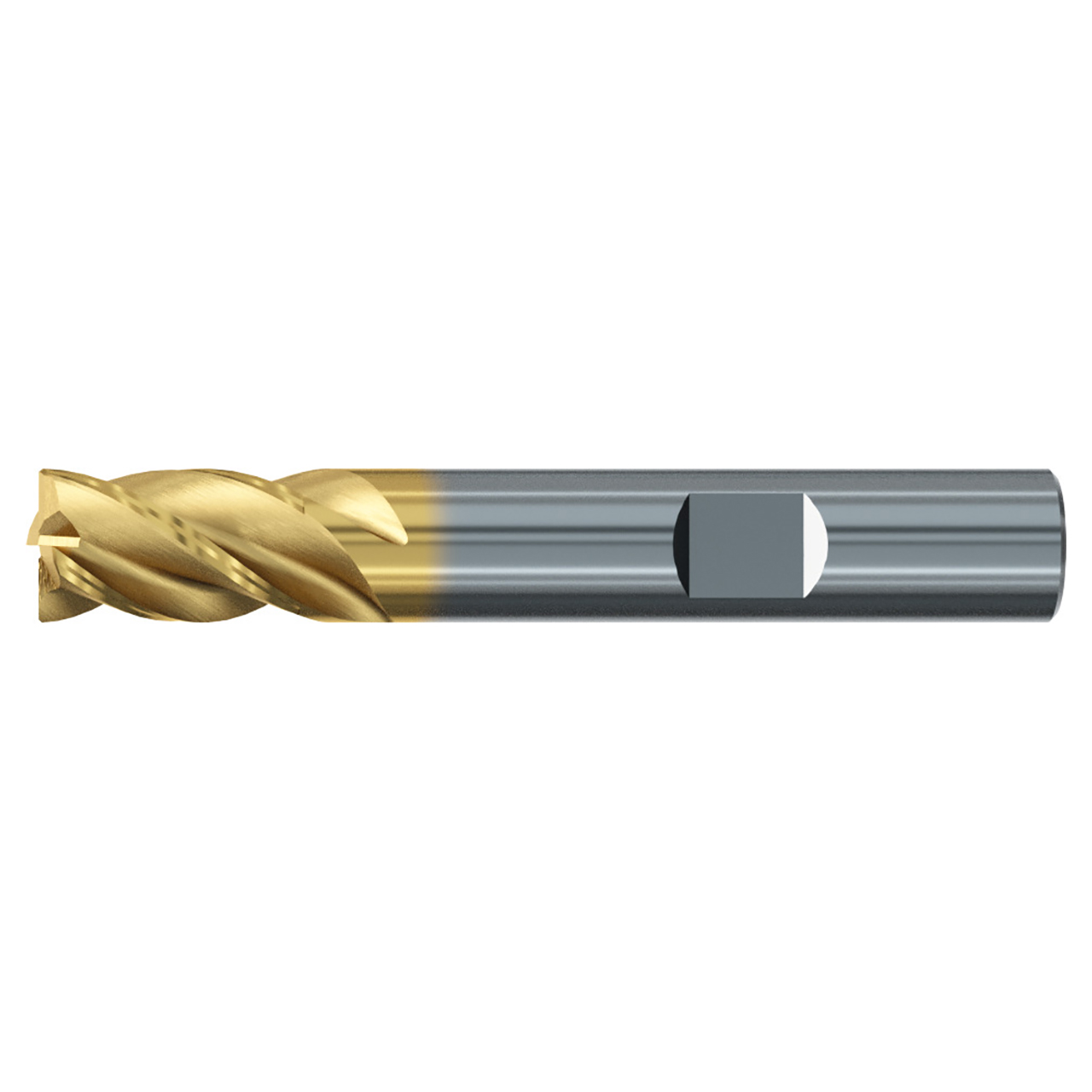 Emuge 2976T.0750 | 3/4" Diameter x 3-4" Shank x 3-1/2" OAL 4 Flute TIN/TIALN Coated Corner Radius End Mill