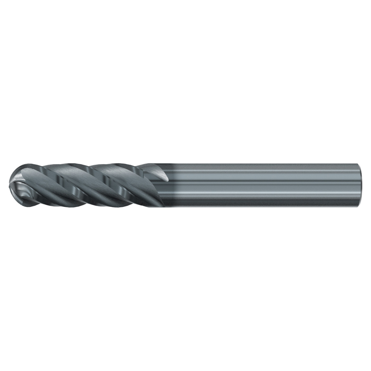 Emuge 3900L.0500 | 1/2" Diameter x 1-2" Shank x 4" OAL 35-38 Degree Helix Angle ALCR Coated Ball End Mill