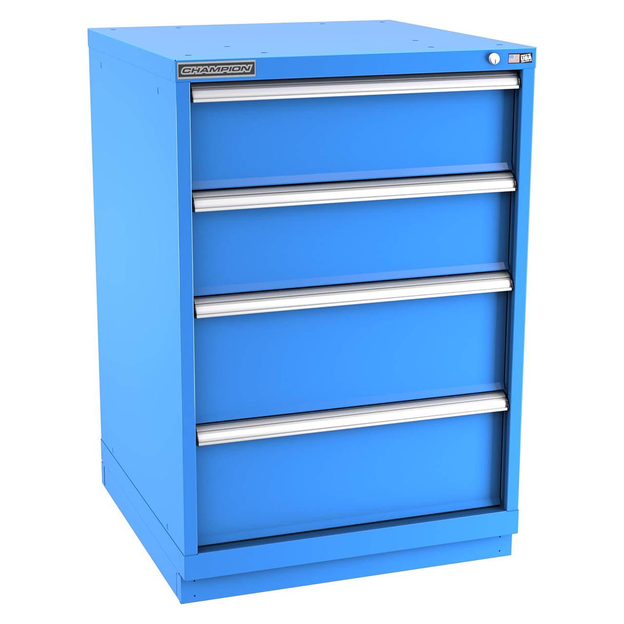 Champion Tool Storage SWS1800-0401-ILC-FTB-BB | 28-1/4" Width x 41-3/4" Height x 22-1/2" Depth 4 Drawer 34 Compartment Powder Coated Steel Modular Compartment Cabinet - Bright Blue