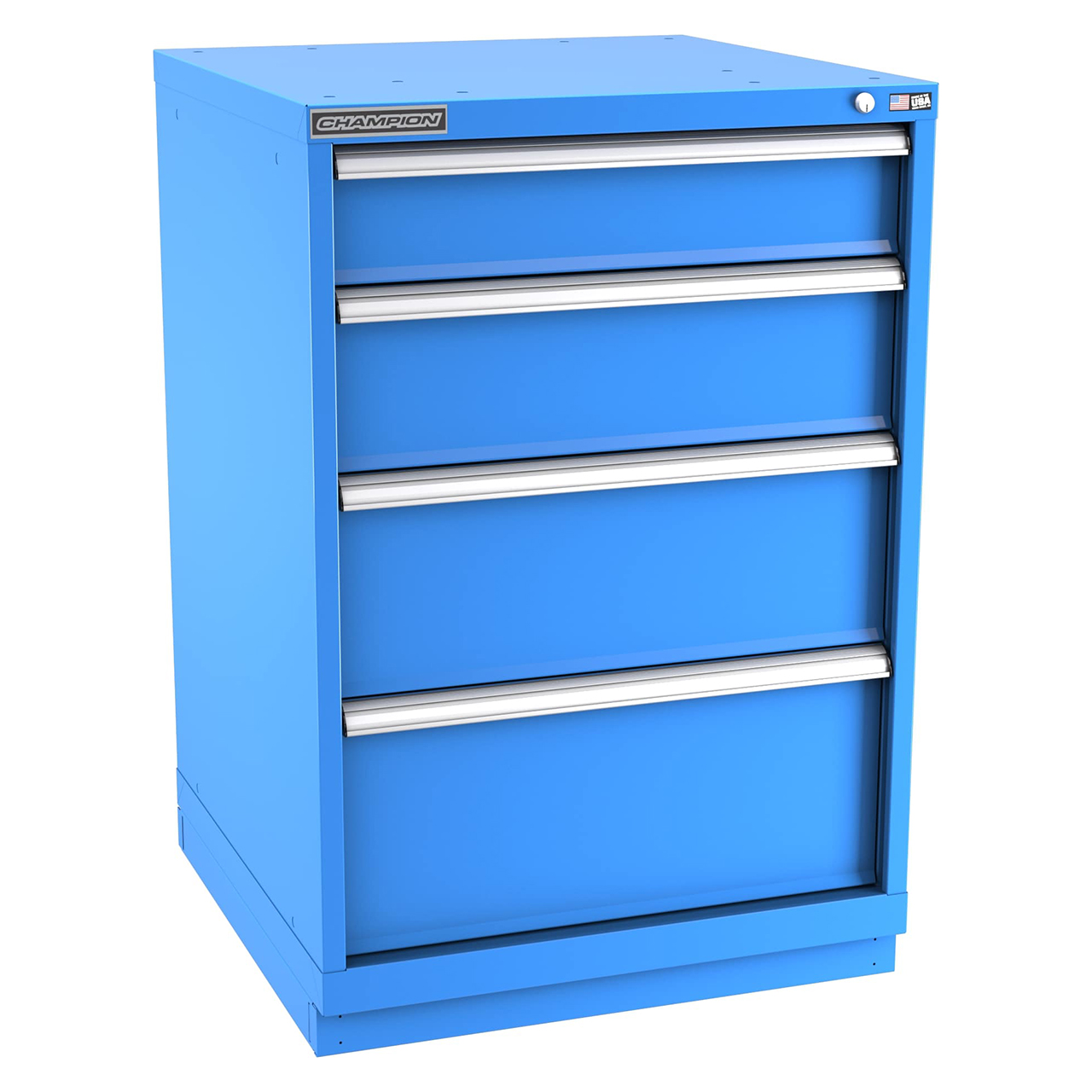 Champion Tool Storage SWS1800-0402-ILC-FTB-BB | 28-1/4" Width x 41-3/4" Height x 22-1/2" Depth 4 Drawer 37 Compartment Powder Coated Steel Modular Compartment Cabinet - Bright Blue