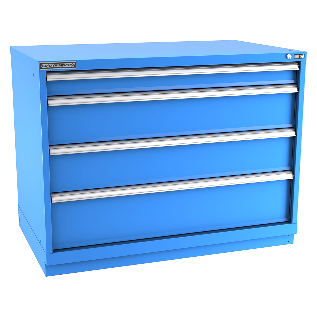 Champion Tool Storage EWS1500-0402-ILC-FTB-BB | 47" Width x 35-7/8" Height x 22-1/2" Depth 4 Drawer 104 Compartment Powder Coated Steel Modular Compartment Cabinet - Bright Blue