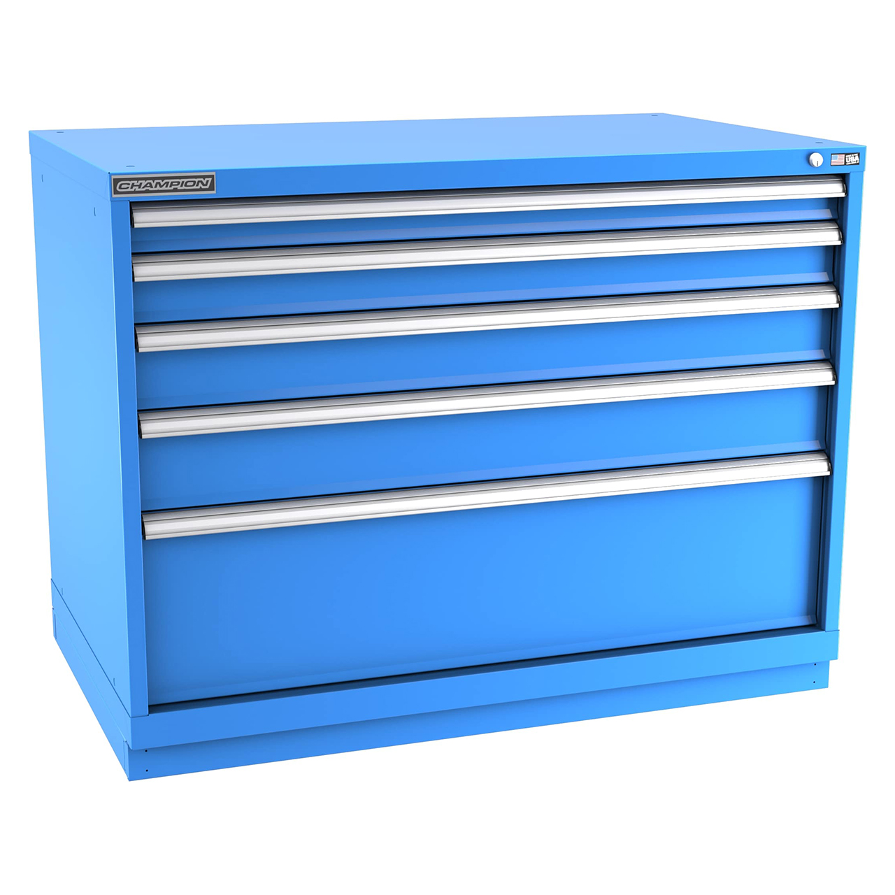 Champion Tool Storage EWS1500-0501-ILC-FTB-BB | 47" Width x 35-7/8" Height x 22-1/2" Depth 5 Drawer 132 Compartment Powder Coated Steel Modular Compartment Cabinet - Bright Blue
