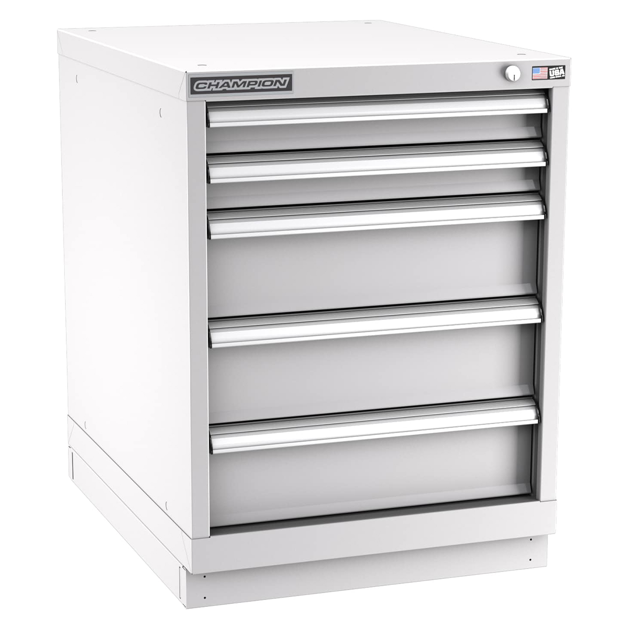 Champion Tool Storage NWS1200-0501-ILC-FTB-LG | 22-3/16" Width x 29-7/8" Height x 22-1/2" Depth 5 Drawer 42 Compartment Powder Coated Steel Modular Compartment Cabinet - Light Gray