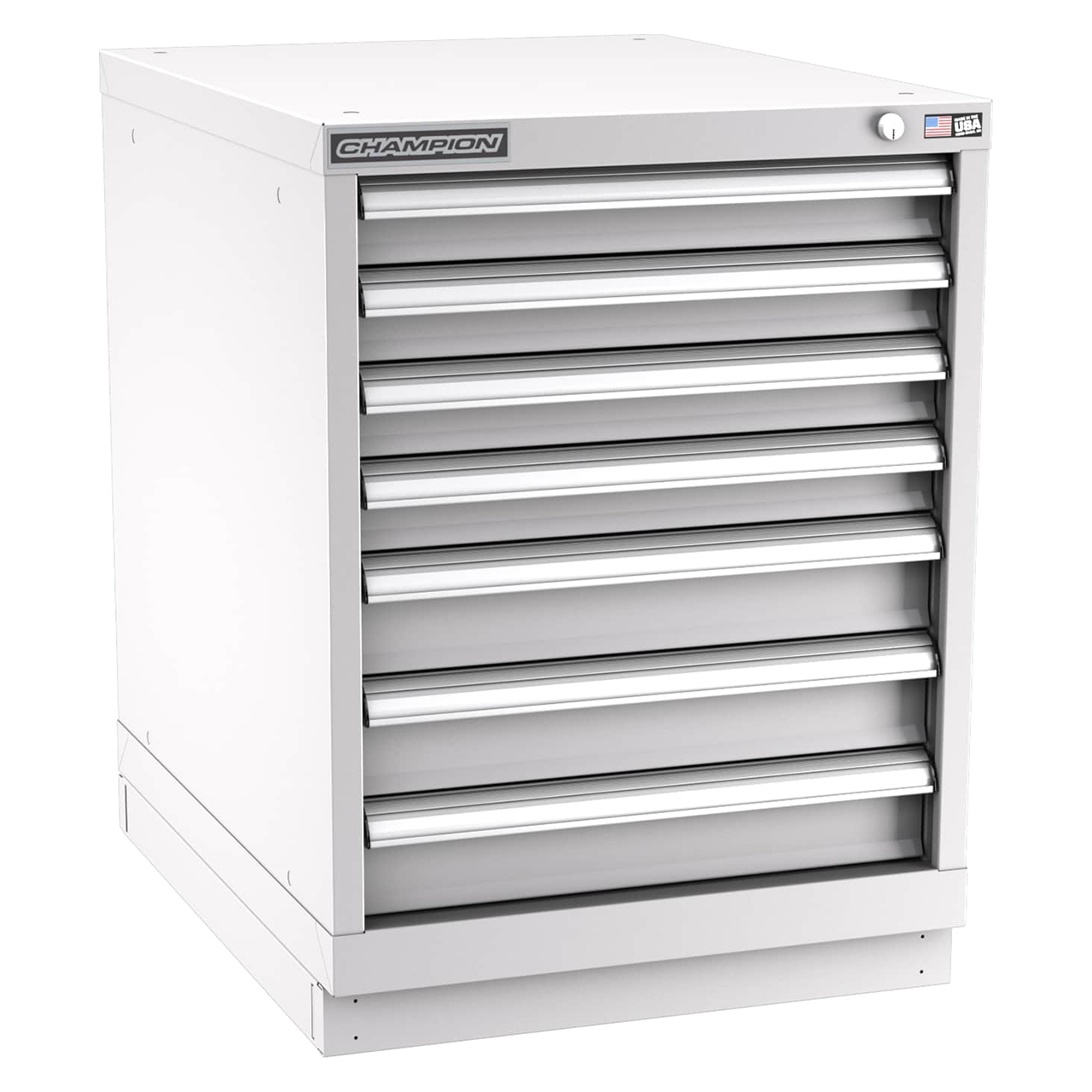Champion Tool Storage NWS1200-0701-ILC-FTB-LG | 22-3/16" Width x 29-7/8" Height x 22-1/2" Depth 7 Drawer 77 Compartment Powder Coated Steel Modular Compartment Cabinet - Light Gray