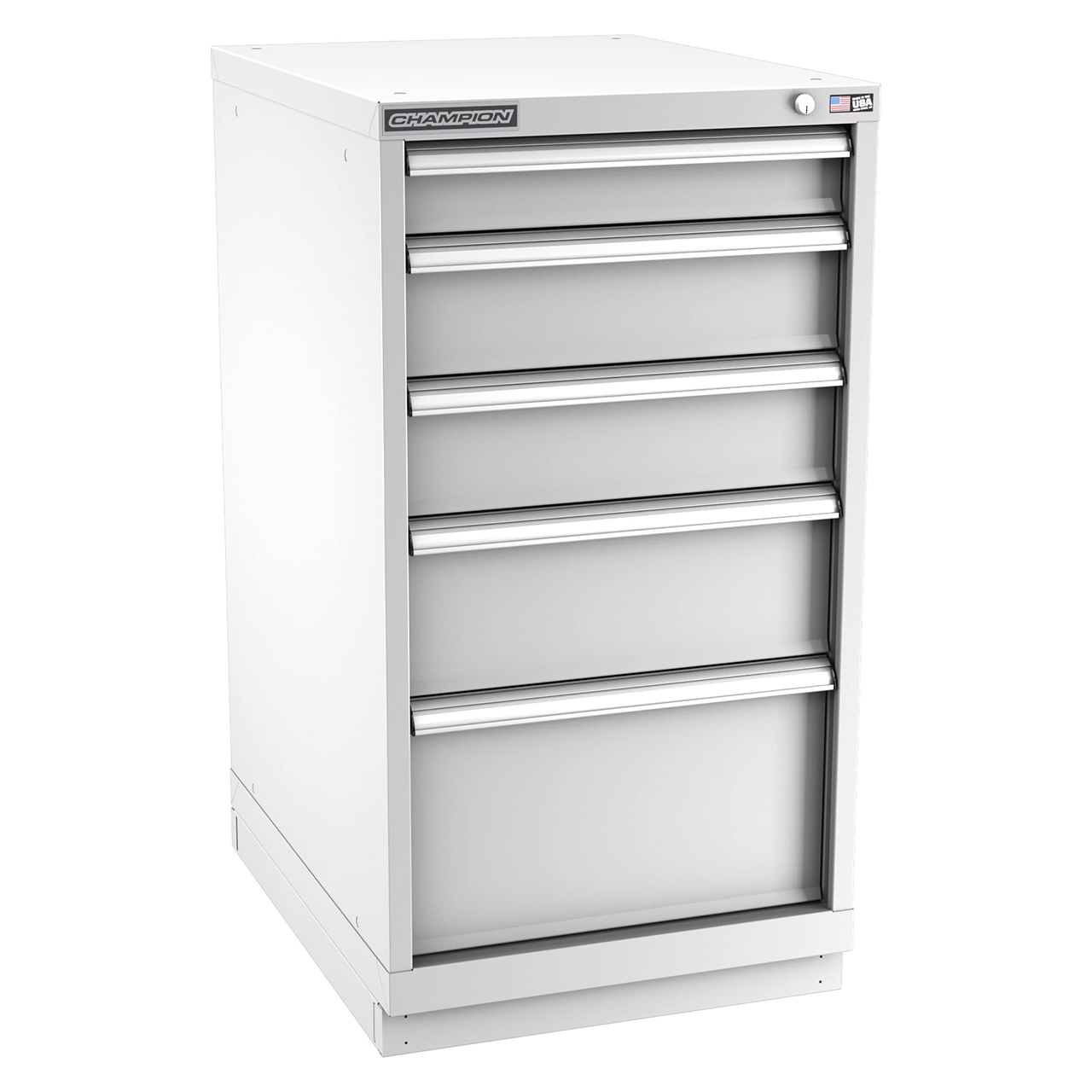 Champion Tool Storage NWS1800-0501-ILC-FTB-LG | 22-3/16" Width x 41-3/4" Height x 22-1/2" Depth 5 Drawer 38 Compartment Powder Coated Steel Modular Compartment Cabinet - Light Gray