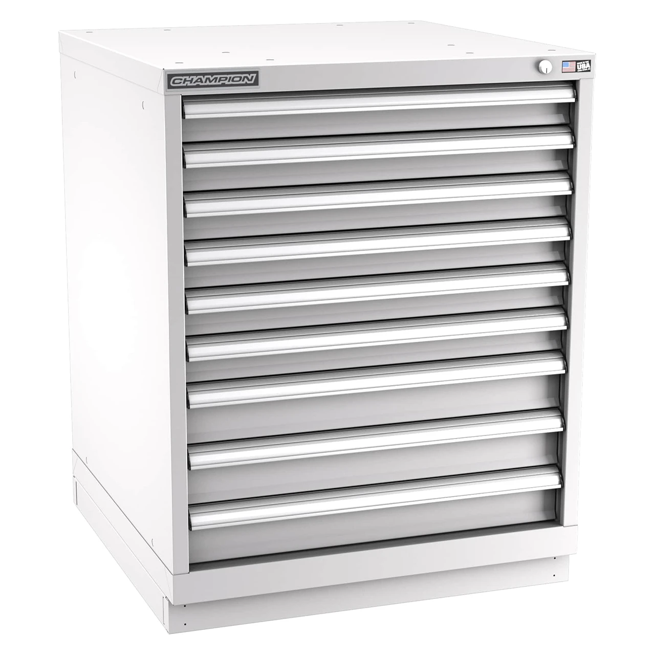 Champion Tool Storage SWS1500-0901-ILC-FTB-LG | 28-1/4" Width x 35-7/8" Height x 22-1/2" Depth 9 Drawer 161 Compartment Powder Coated Steel Modular Compartment Cabinet - Light Gray