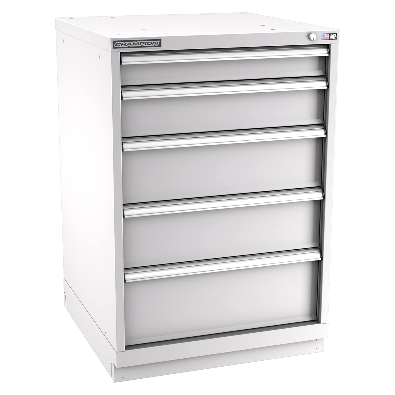 Champion Tool Storage SWS1800-0501-ILC-FTB-LG | 28-1/4" Width x 41-3/4" Height x 22-1/2" Depth 5 Drawer 54 Compartment Powder Coated Steel Modular Compartment Cabinet - Light Gray