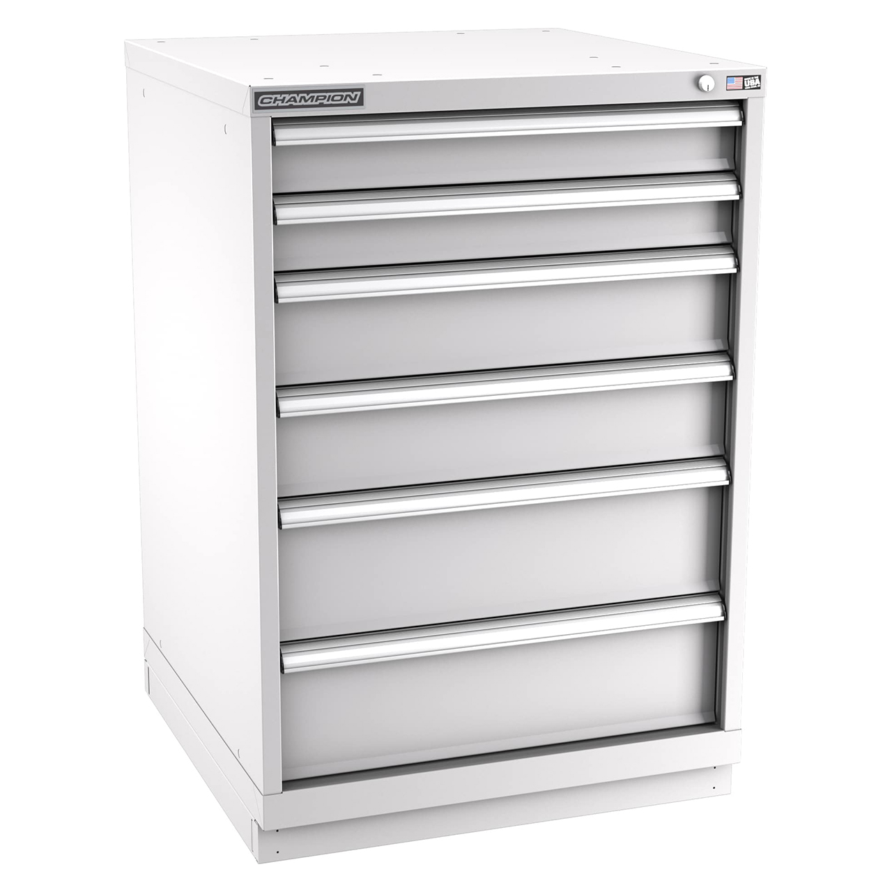 Champion Tool Storage SWS1800-0602-ILC-FTB-LG | 28-1/4" Width x 41-3/4" Height x 22-1/2" Depth 6 Drawer 74 Compartment Powder Coated Steel Modular Compartment Cabinet - Light Gray