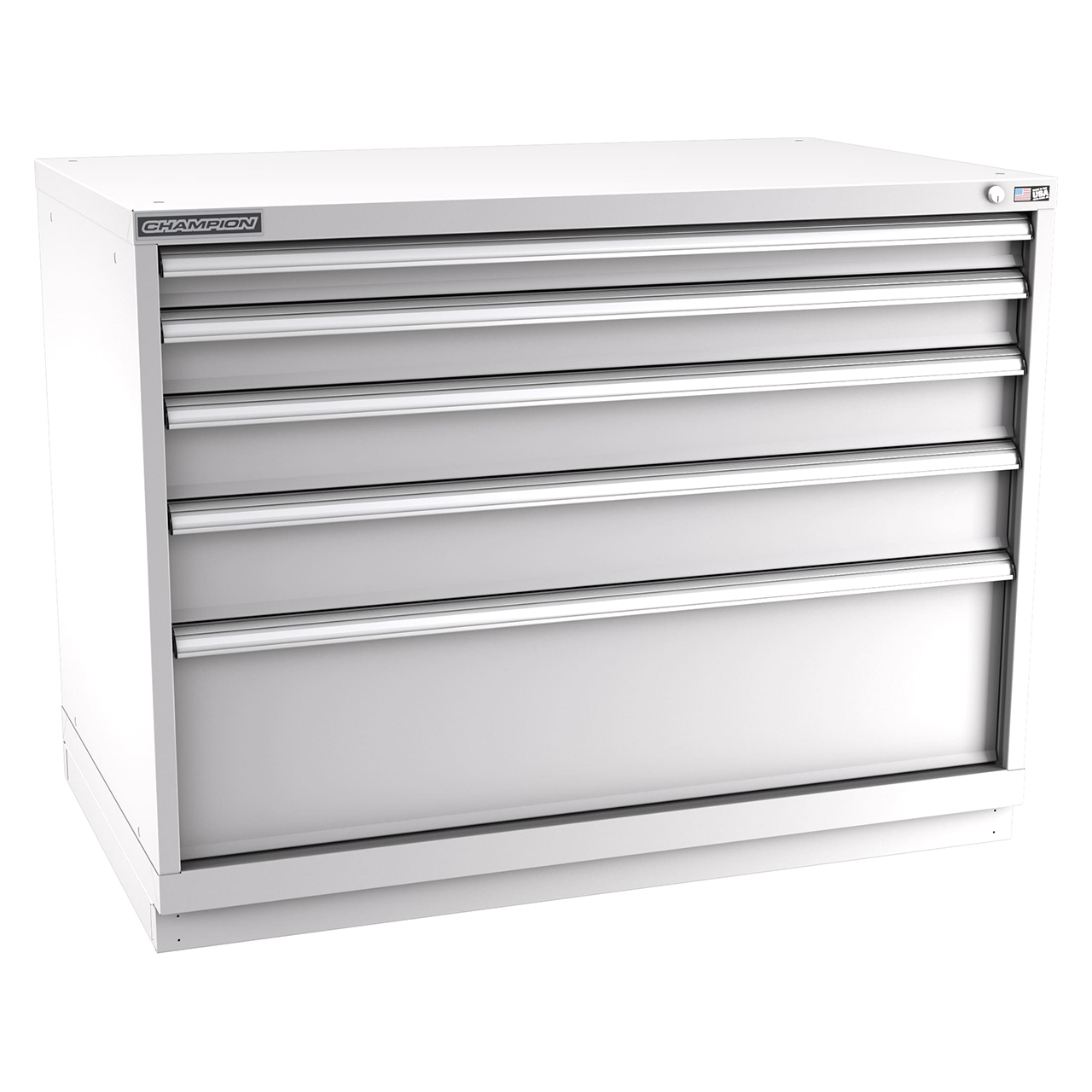 Champion Tool Storage EWS1500-0501-ILC-FTB-LG | 47" Width x 35-7/8" Height x 22-1/2" Depth 5 Drawer 132 Compartment Powder Coated Steel Modular Compartment Cabinet - Light Gray