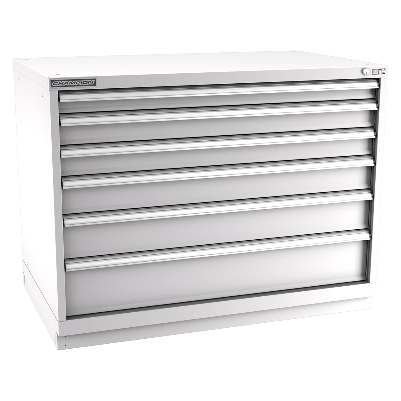 Champion Tool Storage EWS1500-0602-ILC-FTB-LG | 47" Width x 35-7/8" Height x 22-1/2" Depth 6 Drawer 188 Compartment Powder Coated Steel Modular Compartment Cabinet - Light Gray
