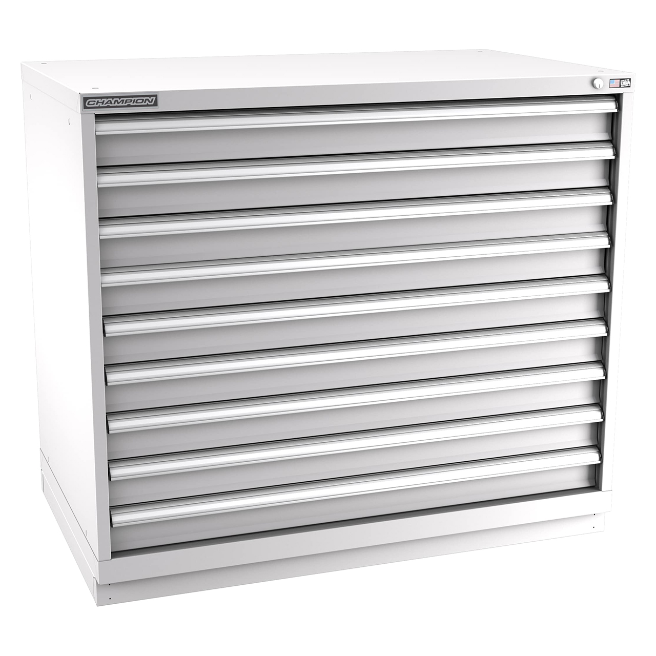 Champion Tool Storage EWS1800-0901-ILC-FTB-LG | 47" Width x 41-3/4" Height x 22-1/2" Depth 9 Drawer 228 Compartment Powder Coated Steel Modular Compartment Cabinet - Light Gray