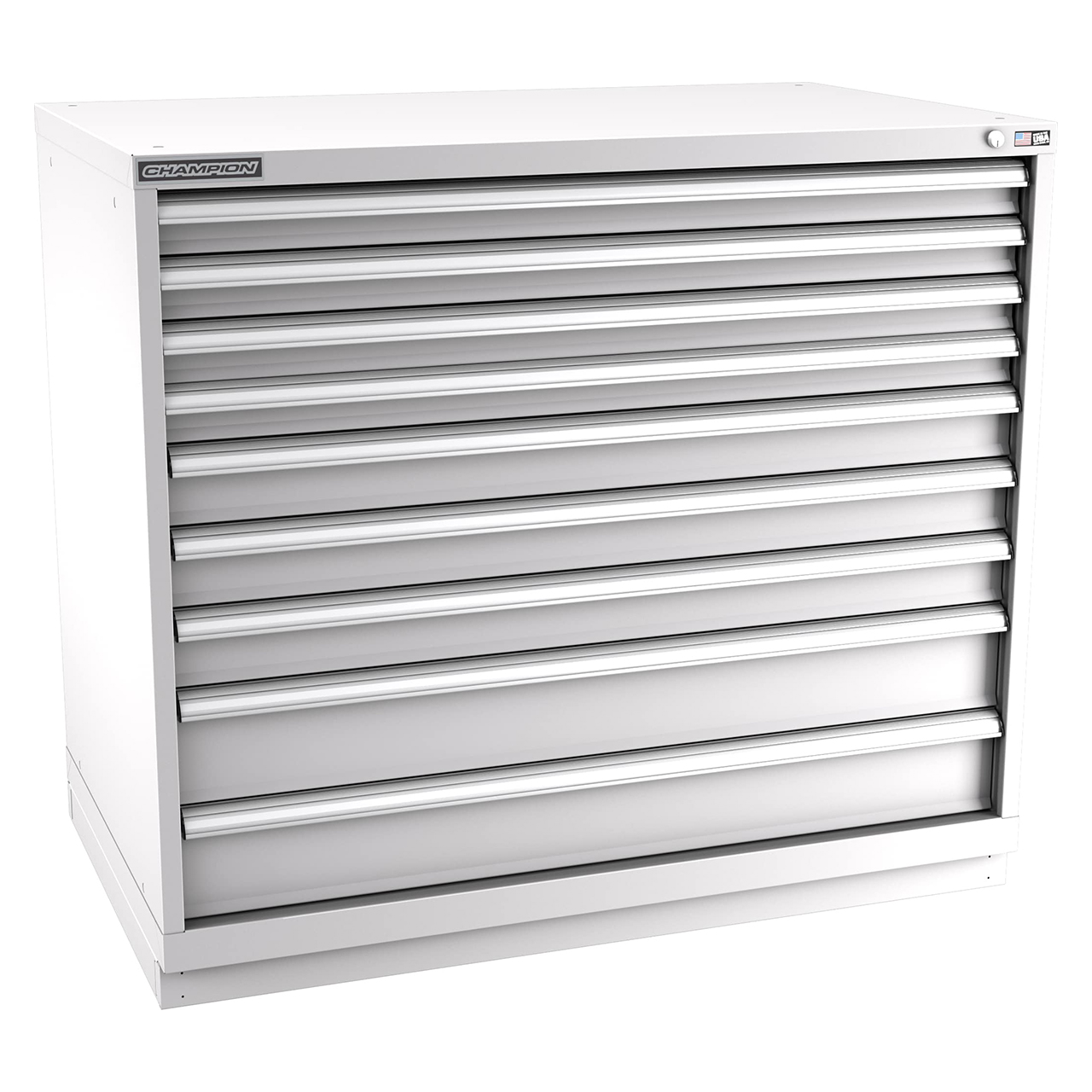 Champion Tool Storage EWS1800-0902-ILC-FTB-LG | 47" Width x 41-3/4" Height x 22-1/2" Depth 9 Drawer 240 Compartment Powder Coated Steel Modular Compartment Cabinet - Light Gray