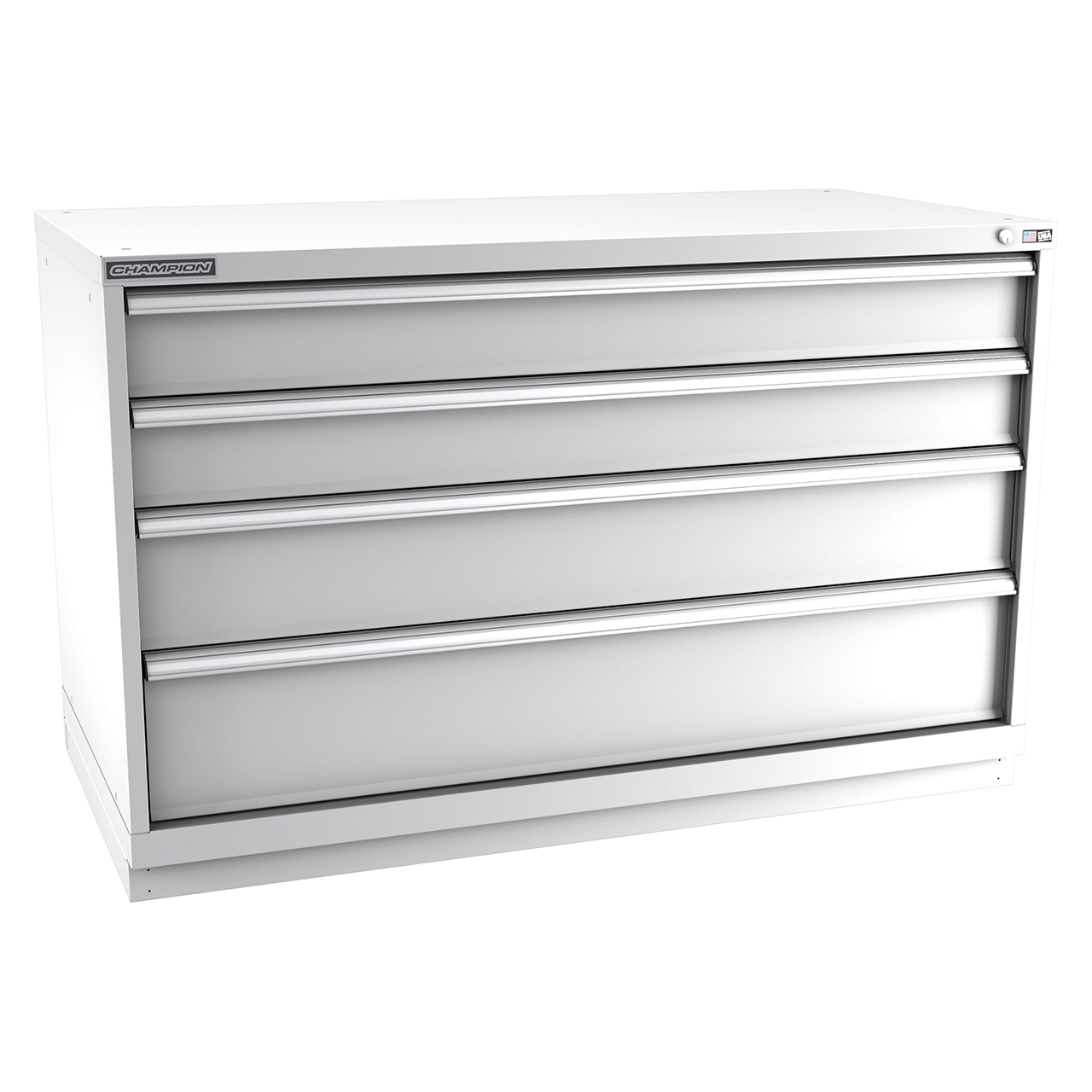 Champion Tool Storage DWS1500-0401-ILC-FTB-LG | 56-1/2" Width x 35-7/8" Height x 22-1/2" Depth 4 Drawer 78 Compartment Powder Coated Steel Modular Compartment Cabinet - Light Gray