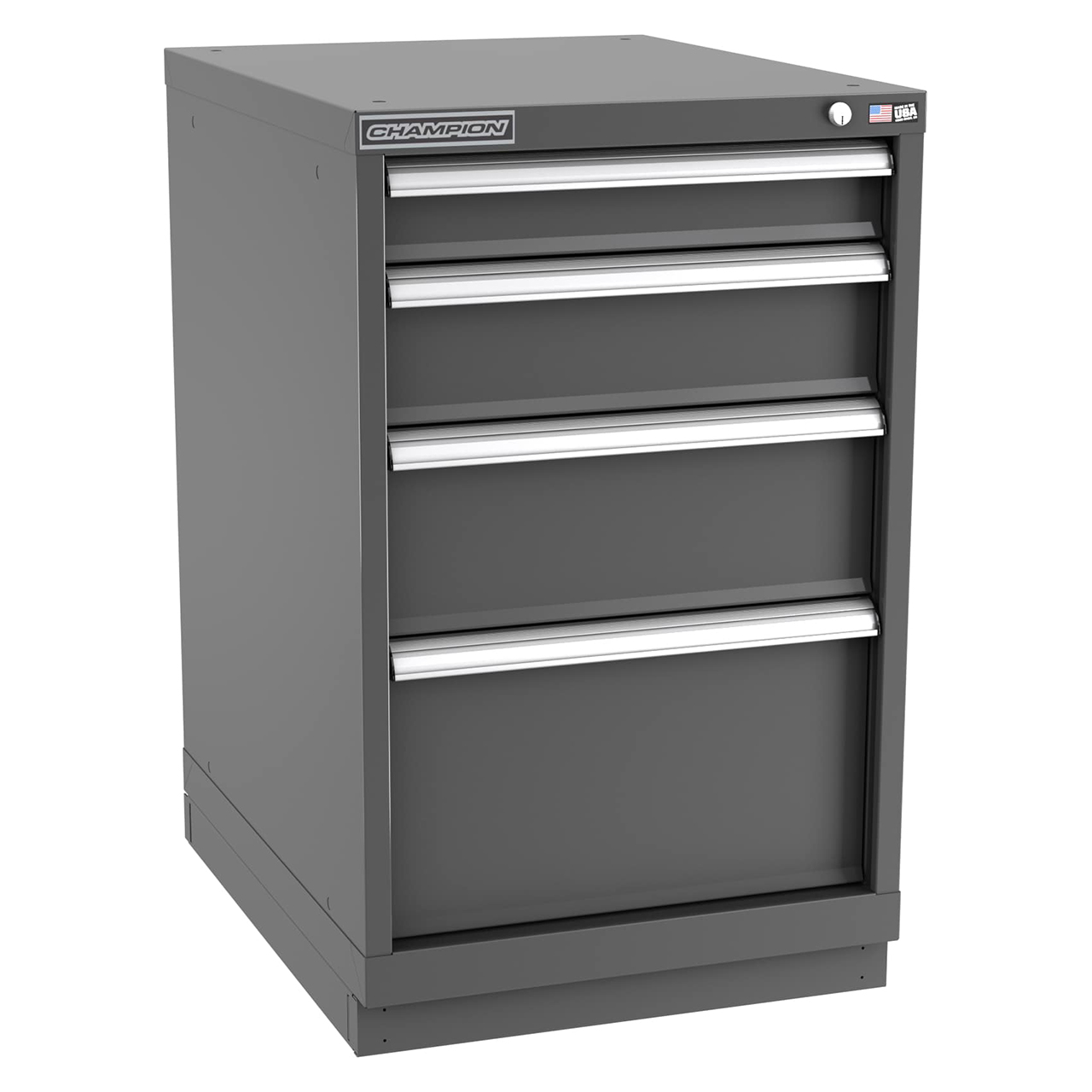 Champion Tool Storage NWS1500-0401-ILC-FTB-DG | 22-3/16" Width x 35-7/8" Height x 22-1/2" Depth 4 Drawer 21 Compartment Powder Coated Steel Modular Compartment Cabinet - Dark Gray