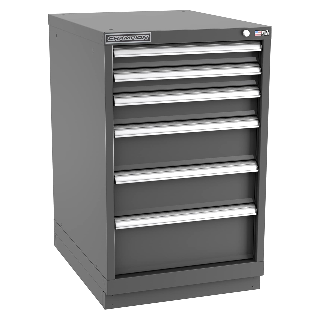 Champion Tool Storage NWS1500-0602-ILC-FTB-DG | 22-3/16" Width x 35-7/8" Height x 22-1/2" Depth 6 Drawer 63 Compartment Powder Coated Steel Modular Compartment Cabinet - Dark Gray