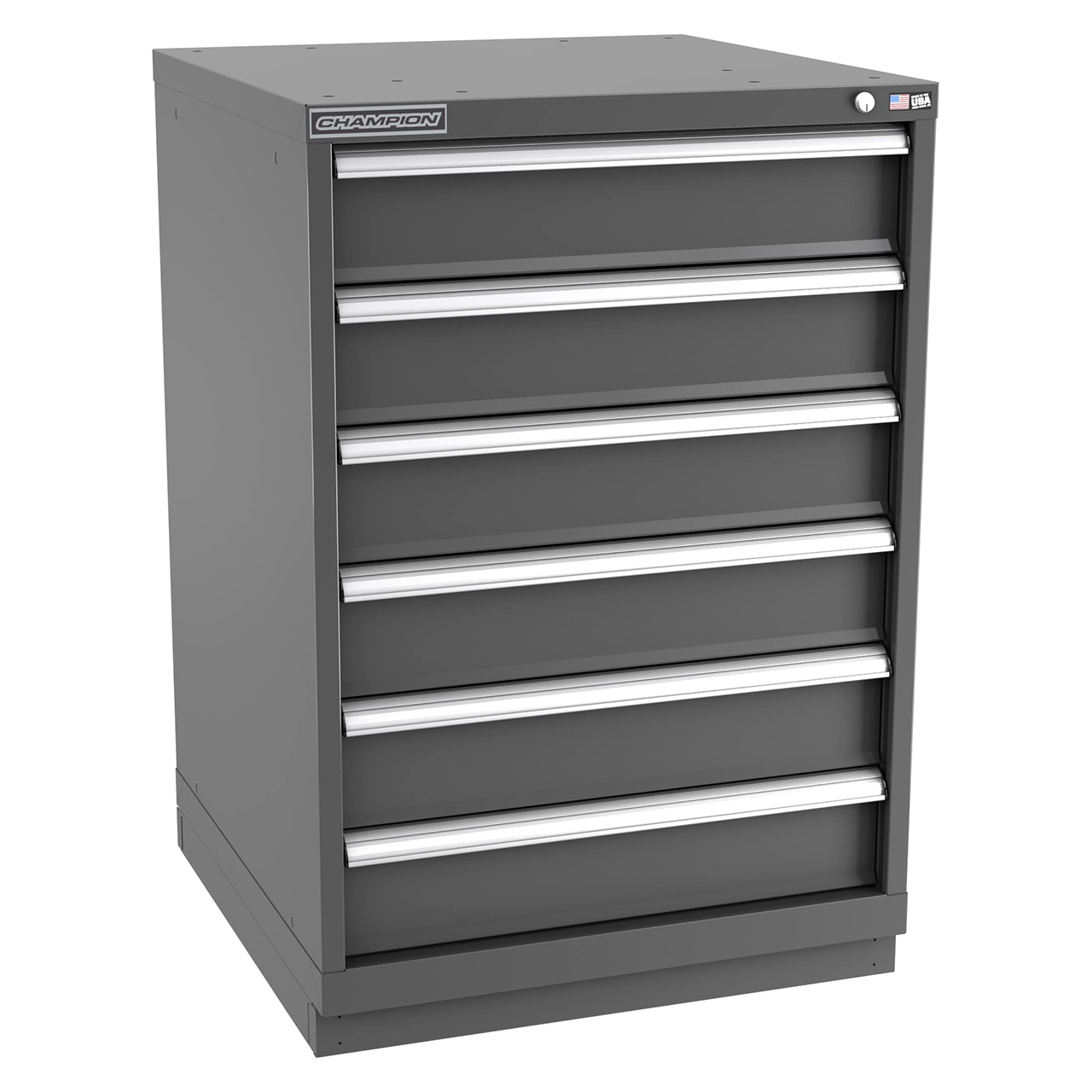 Champion Tool Storage SWS1800-0601-ILC-FTB-DG | 28-1/4" Width x 41-3/4" Height x 22-1/2" Depth 6 Drawer 72 Compartment Powder Coated Steel Modular Compartment Cabinet - Dark Gray