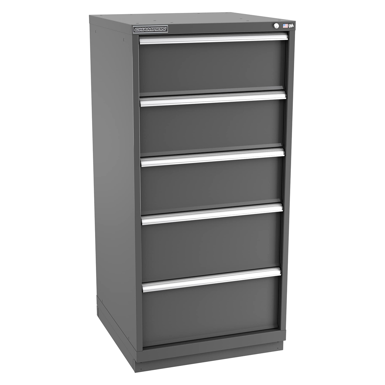 Champion Tool Storage SWS2700-0501-ILC-FTB-DG | 28-1/4" Width x 59-1/2" Height x 22-1/2" Depth 5 Drawer 20 Compartment Powder Coated Steel Modular Compartment Cabinet - Dark Gray