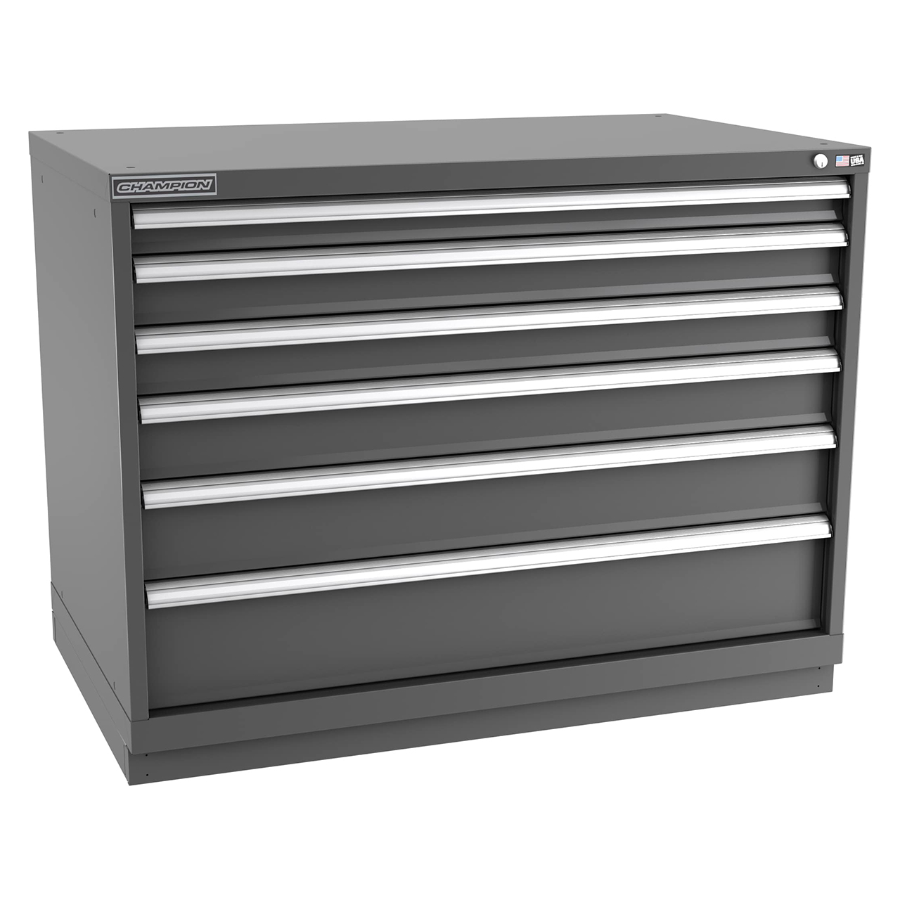 Champion Tool Storage EWS1500-0602-ILC-FTB-DG | 47" Width x 35-7/8" Height x 22-1/2" Depth 6 Drawer 188 Compartment Powder Coated Steel Modular Compartment Cabinet - Dark Gray