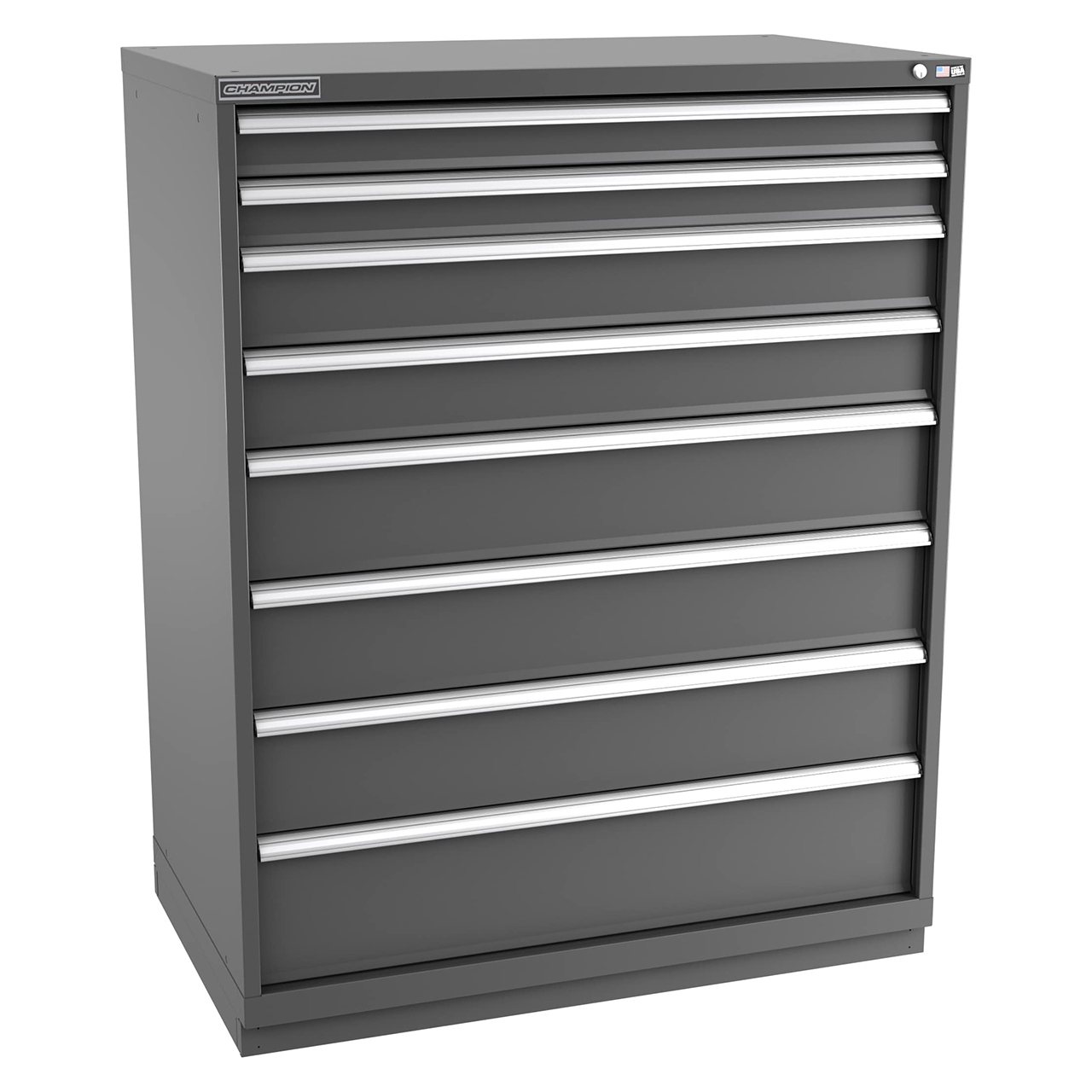 Champion Tool Storage EWS2700-0801-ILC-FTB-DG | 47" Width x 59-1/2" Height x 22-1/2" Depth 8 Drawer 172 Compartment Powder Coated Steel Modular Compartment Cabinet - Dark Gray