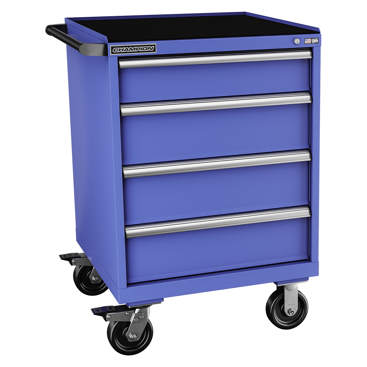 Champion Tool Storage SWS1500-0401ILC-MB8-RT-BB | 28-1/4" Width x 43-1/4" Height x 22-1/2" Depth 4 Drawer 29 Compartment Powder Coated Steel Mobile Modular Cabinet - Bright Blue