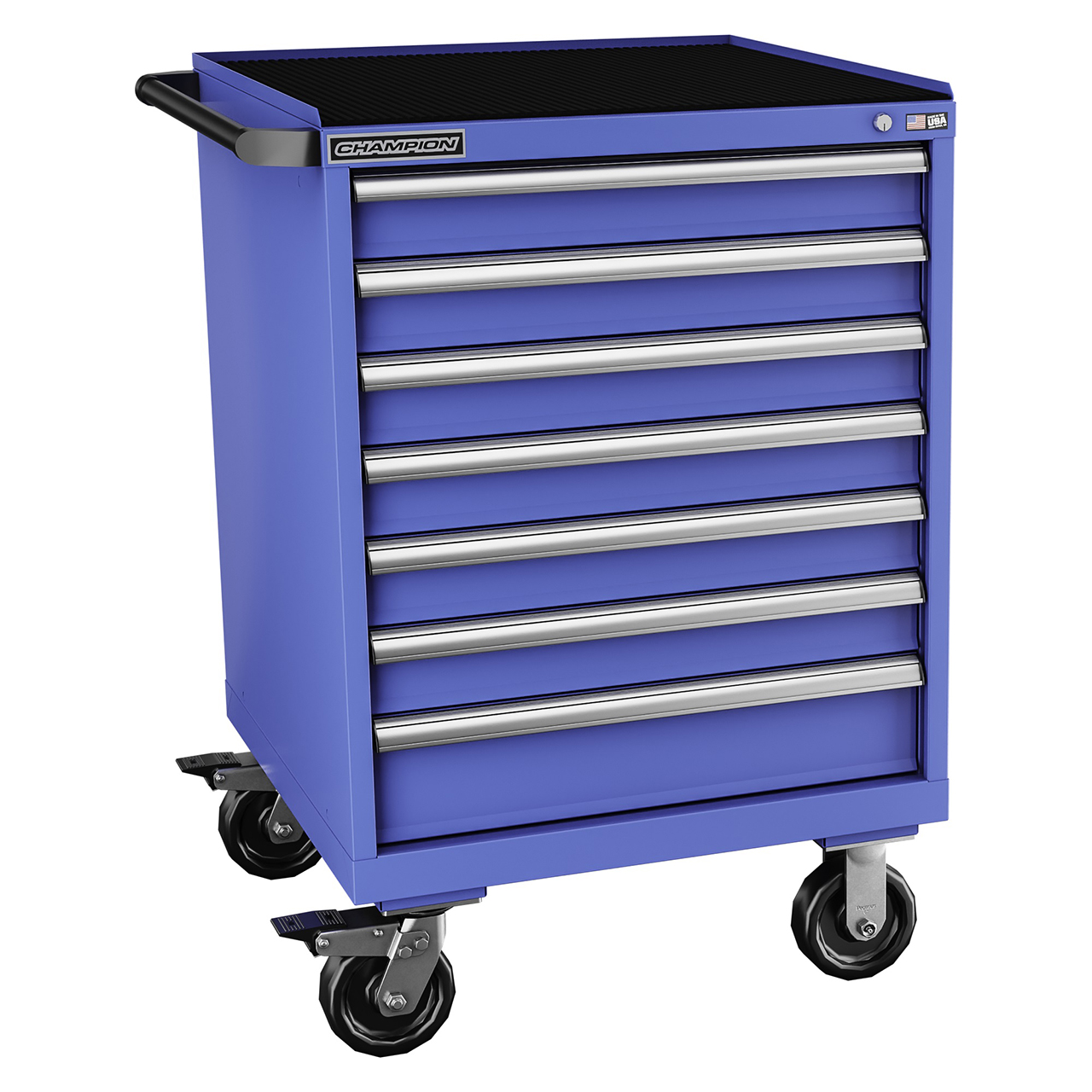Champion Tool Storage SWS1500-0702ILC-MB8-RT-BB | 28-1/4" Width x 43-1/4" Height x 22-1/2" Depth 7 Drawer 114 Compartment Powder Coated Steel Mobile Modular Cabinet - Bright Blue