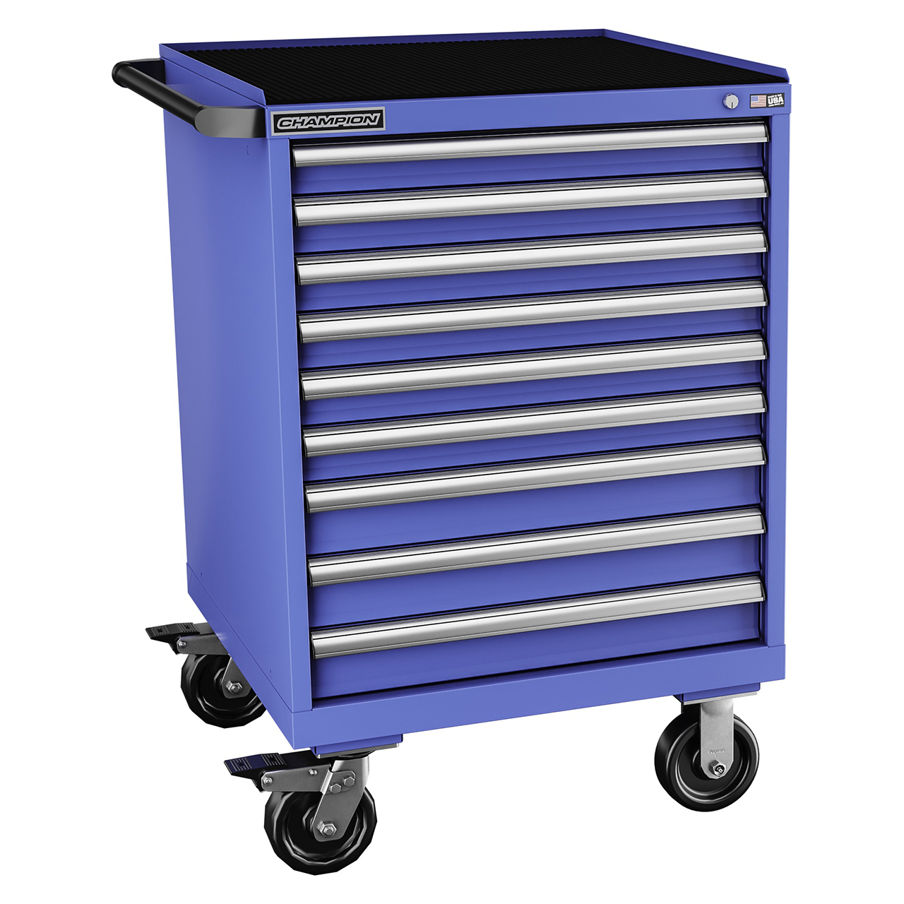 Champion Tool Storage SWS1500-0901IL-MB8-RT-BB | 28-1/4" Width x 43-1/4" Height x 22-1/2" Depth 7 Drawer Powder Coated Steel Mobile Modular Cabinet - Bright Blue