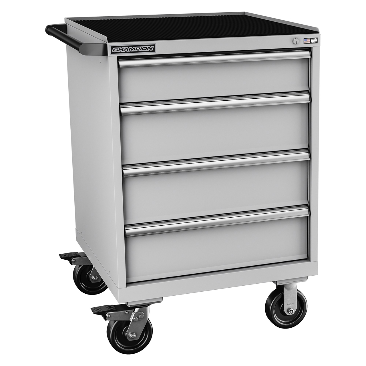 Champion Tool Storage SWS1500-0401ILC-MB8-RT-LG | 28-1/4" Width x 43-1/4" Height x 22-1/2" Depth 4 Drawer 29 Compartment Powder Coated Steel Mobile Modular Cabinet - Light Gray