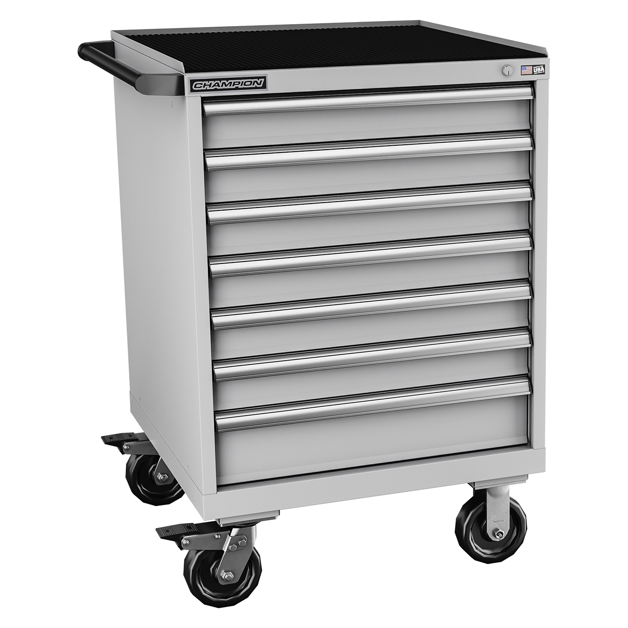 Champion Tool Storage SWS1500-0702IL-MB8-RT-LG | 28-1/4" Width x 43-1/4" Height x 22-1/2" Depth 7 Drawer Powder Coated Steel Mobile Modular Cabinet - Light Gray